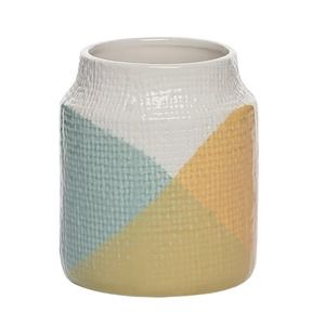 Yellow/Blue Textured Small Vase