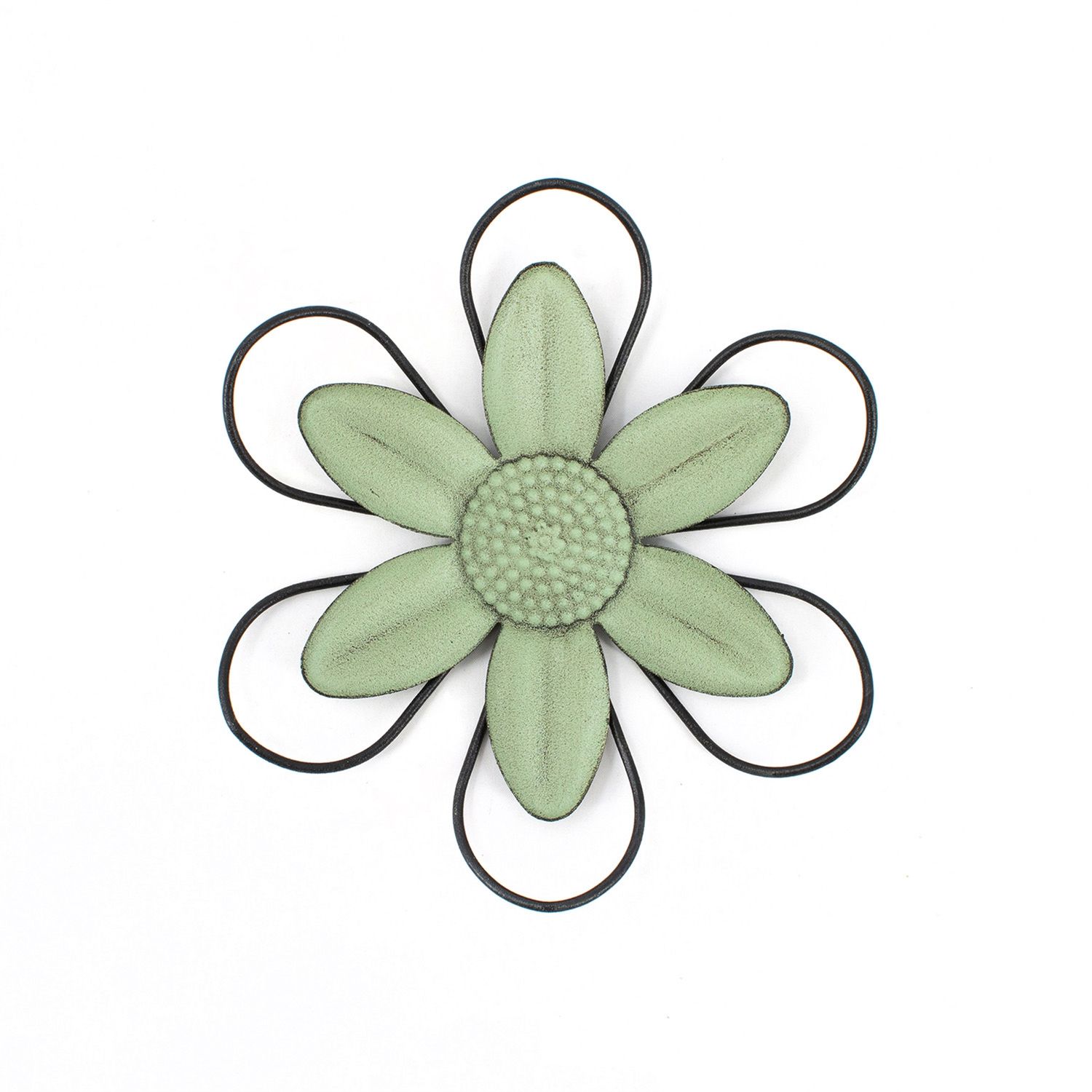 Small Sage Green Black Rim Metal Daisy