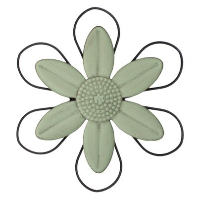 Large Sage Green Black Rim Metal Daisy