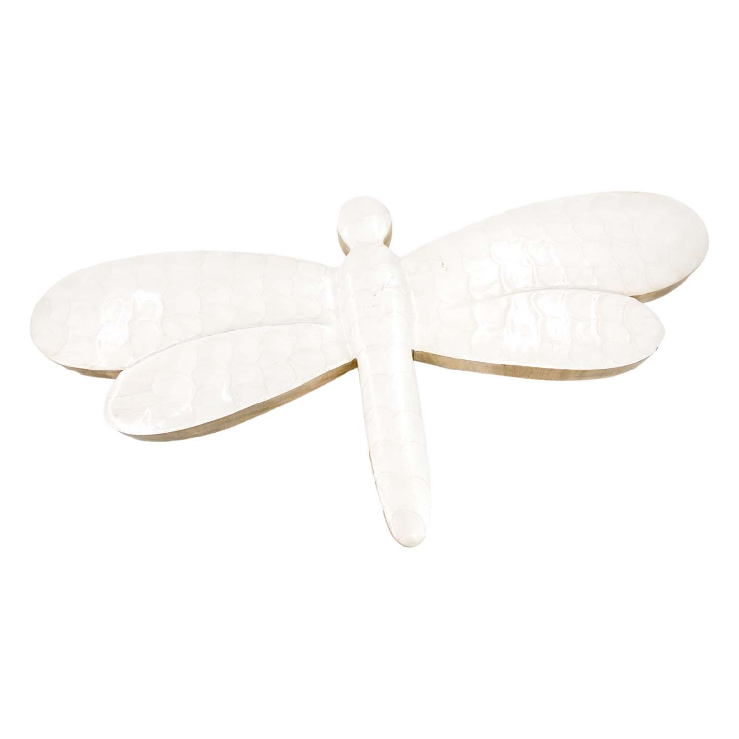 White Scalloped Enamel Dragonfly 20&quot;