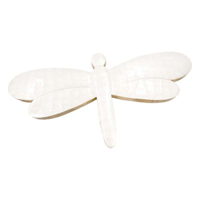 White Scalloped Enamel Dragonfly 20&quot;