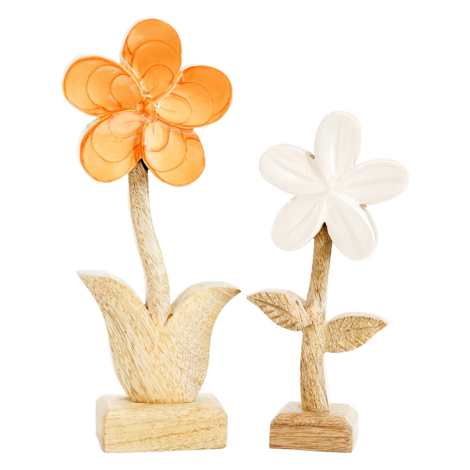 Scalloped Wood/Enamel Orange Daisy Large