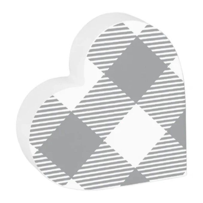 Gray/White Check Heart