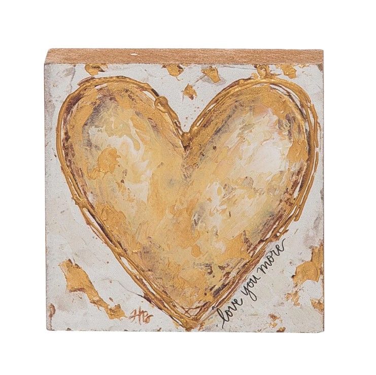 Hand-Painted Gold Heart Sign