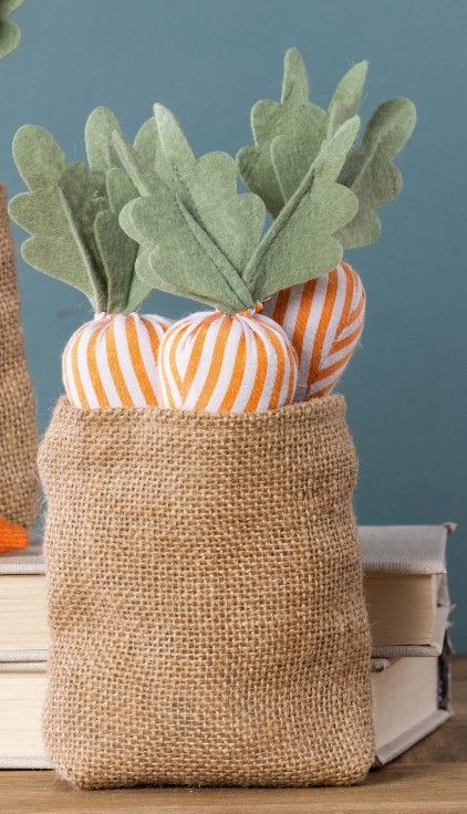 Fabric Carrots In Bag Stripes