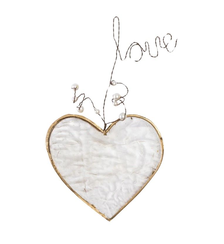 Stained Glass Heart w/ Wire &quot;Love&quot;