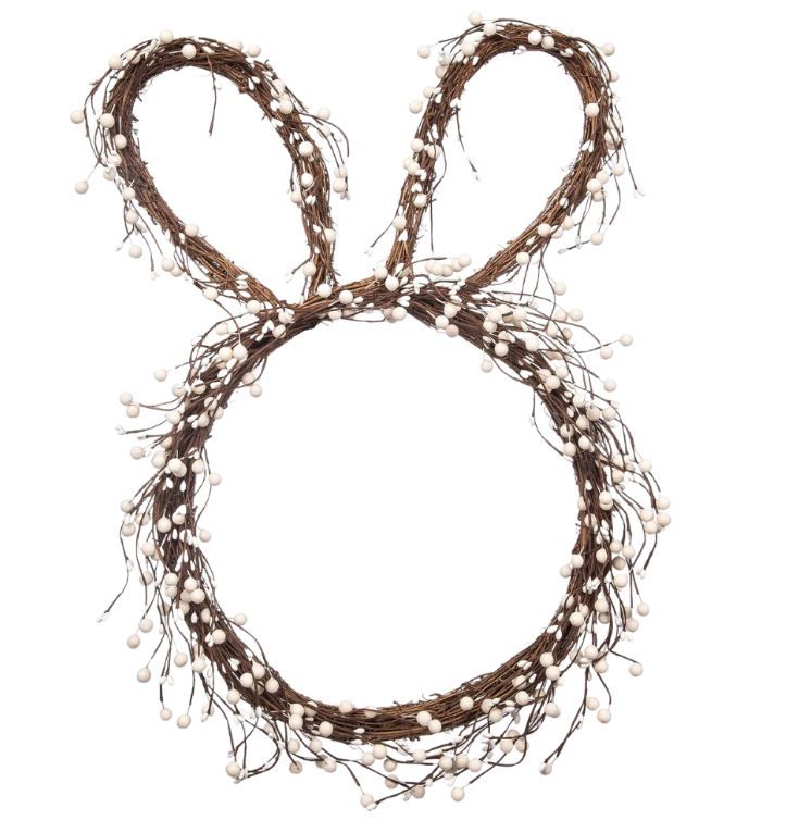White Berry Bunny Wreath