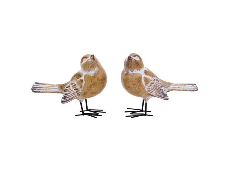 Brown Whitewash Bird W/Metal Legs