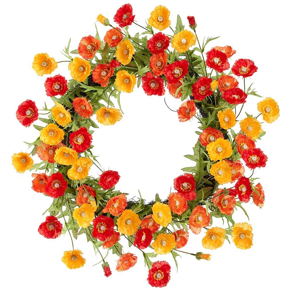 Poppy Wreath Mixed Colors 26&quot;