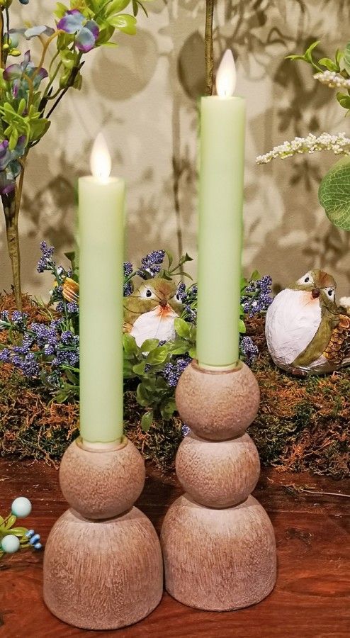 LED ​Taper Candles w/Remote 7&quot; - Green Set of 2
