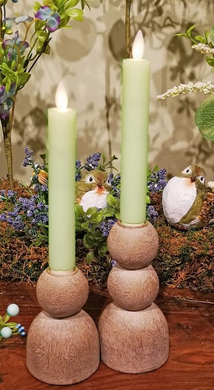 LED ​Taper Candles w/Remote 7&quot; - Green Set of 2