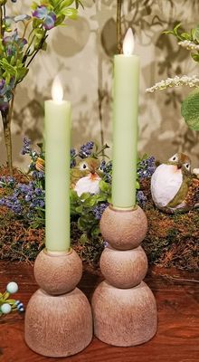 LED ​Taper Candles w/Remote 7&quot; - Green Set of 2