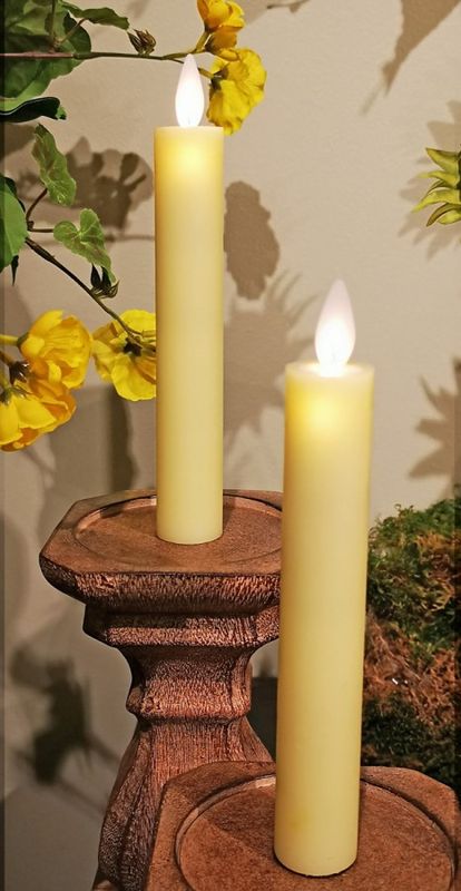 LED ​Taper Candles w/Remote 7&quot; - Yellow Set of 2