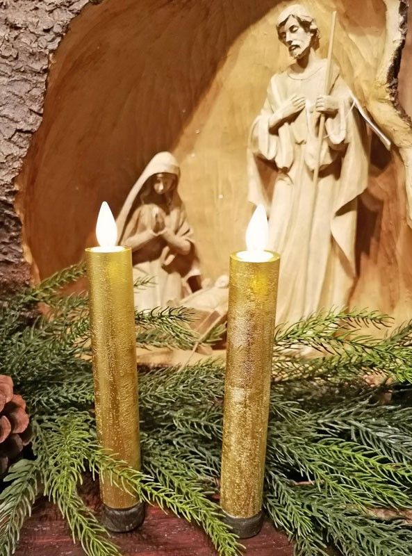 LED ​Taper Candles w/Remote 7&quot; - Gold Set of 2