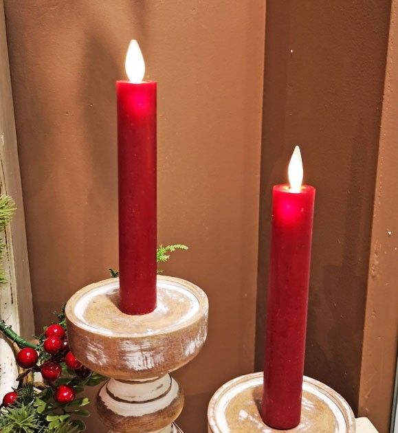 LED ​Taper Candles w/Remote 7&quot; - Red Set of 2