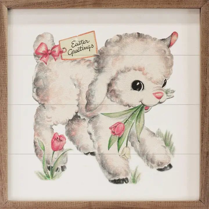 Easter Greetings Lamb White 8 x 8