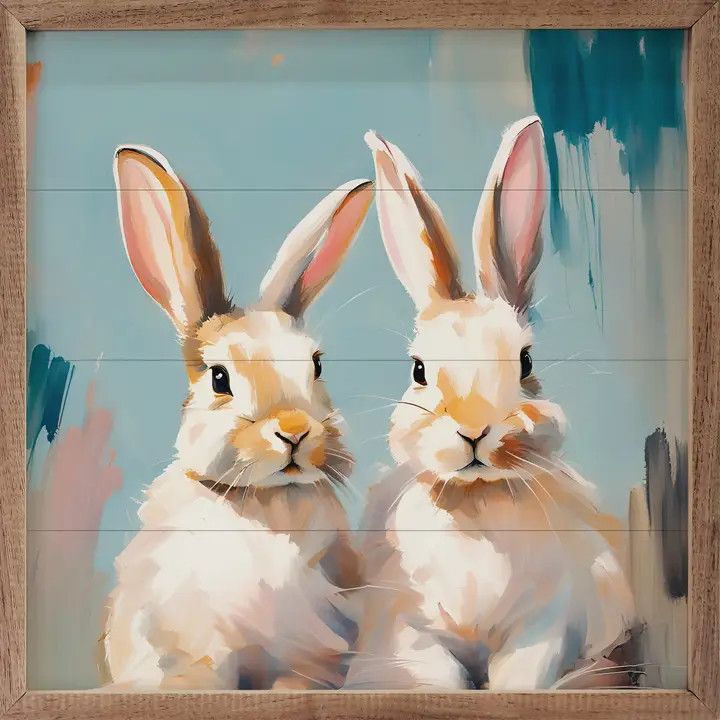 Bunny Pair Wall Art 12 x 12