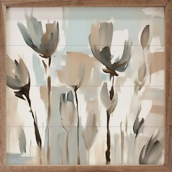 Blue And Tan Tulips 16 x 16