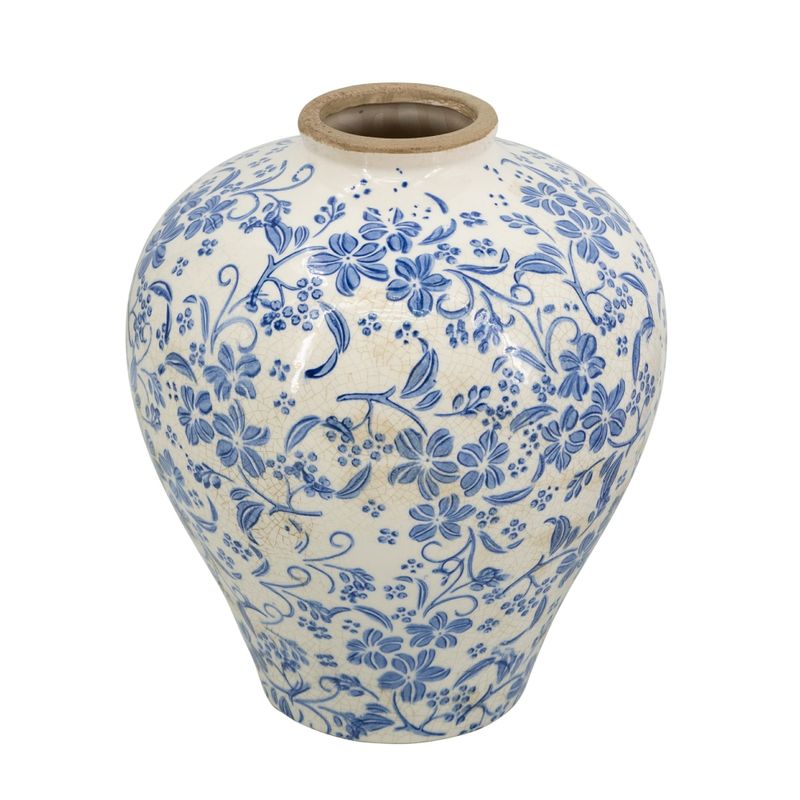 Blue Floral Vase 11&quot;