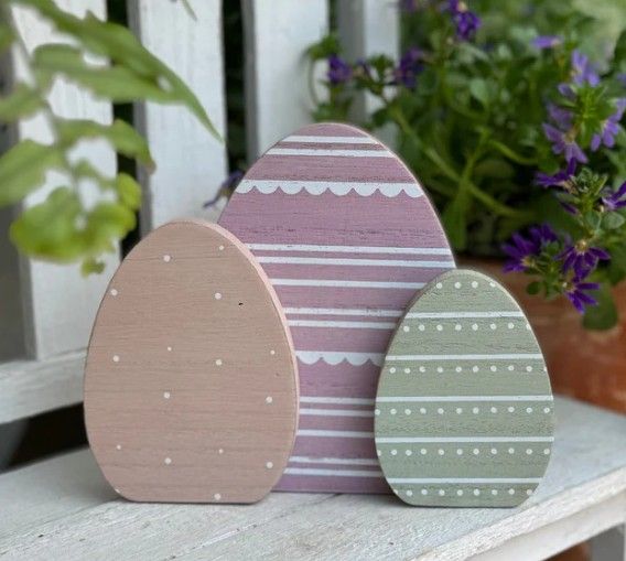 Pink, Purple, and Sage Pattern Egg Trio