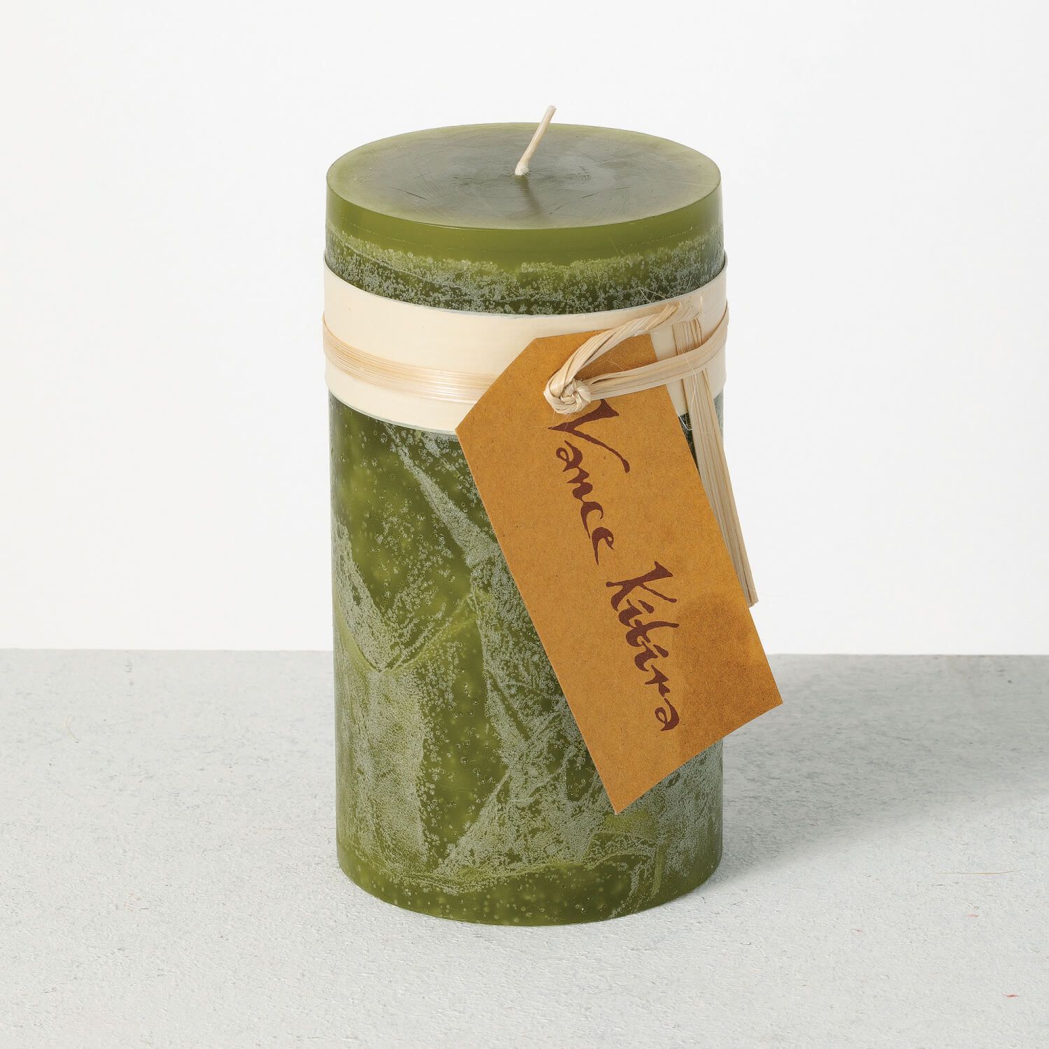 Moss Green Timber Pillar Candle, 6&quot;