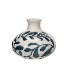 Hand-Painted Stoneware Vase 3&quot; Blue