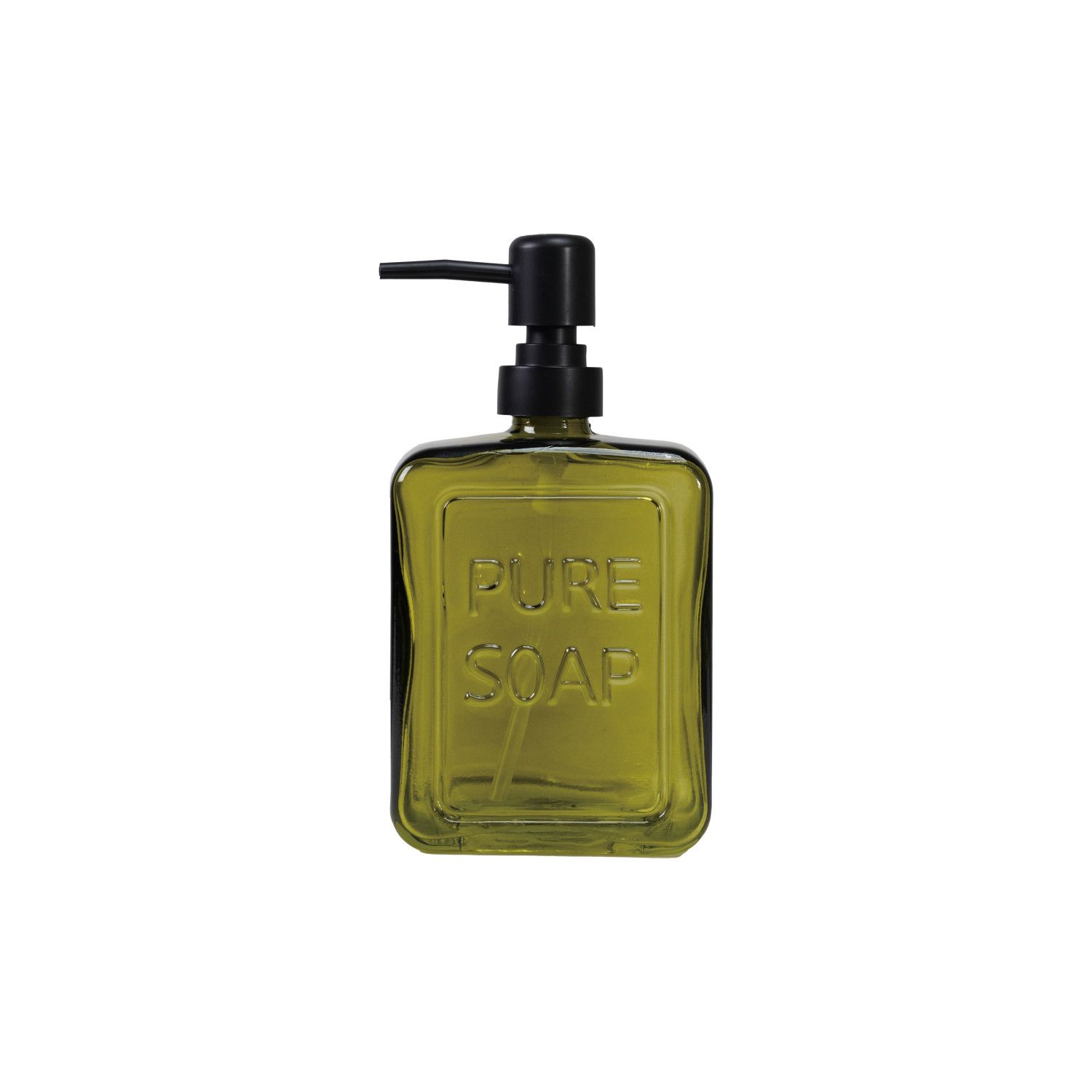 Press Glass Soap Dispenser Olive
