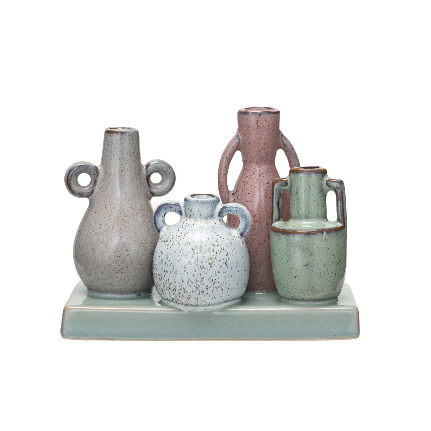Stoneware Mounted Vases w/ Base 5.5&quot;