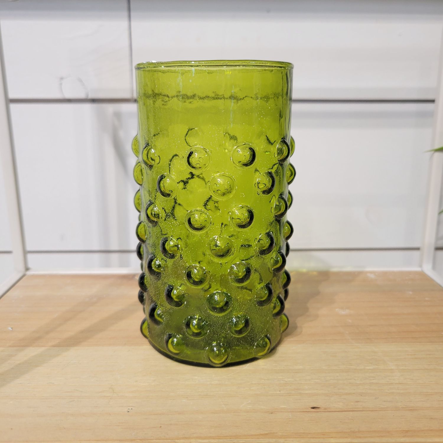Hobnail Drinking Glass, 12 Oz - Green