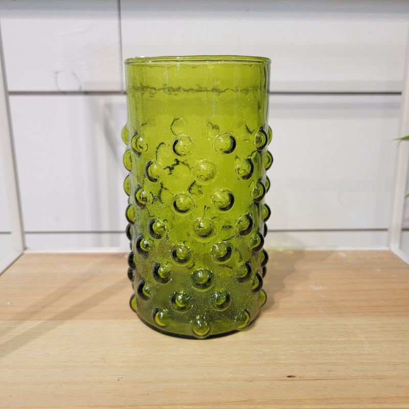 Hobnail Drinking Glass, 12 Oz - Green