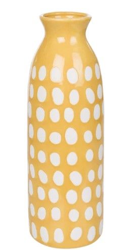 Yellow Vase w/ White Dots