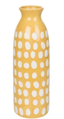 Yellow Vase w/ White Dots