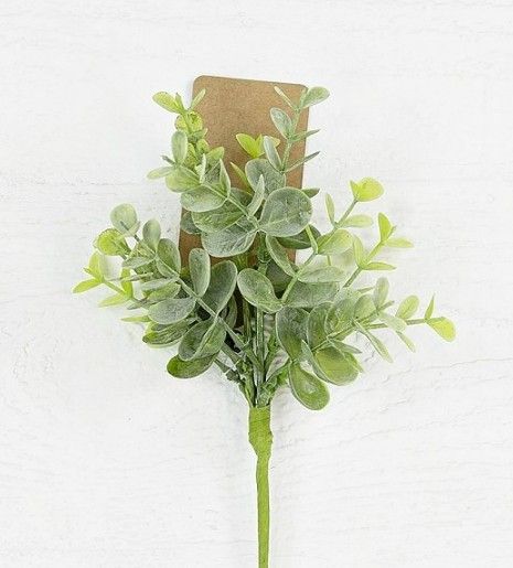 Flocked Eucalyptus Spray 10&quot;