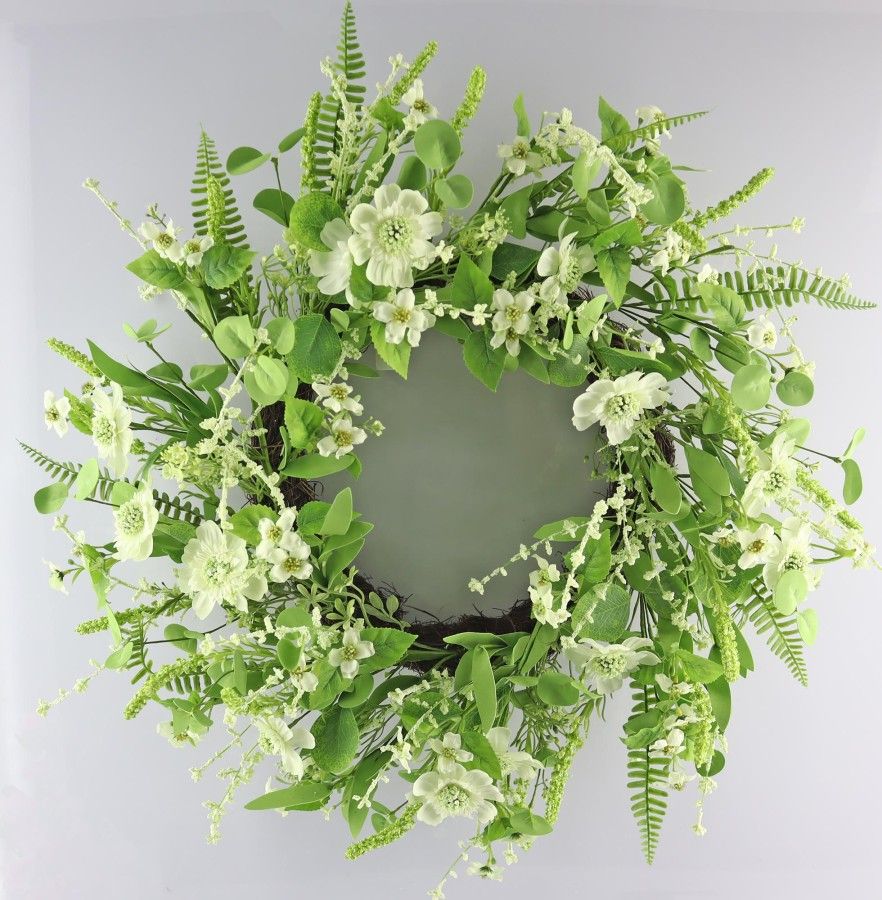 Cream Poppy Wreath 28&quot;