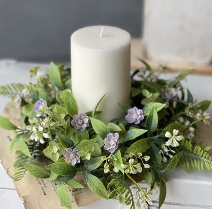 4&quot; Blanche Blooms Candle Ring Purple