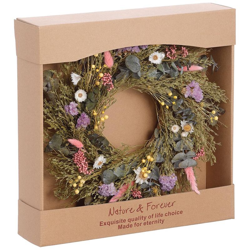 13.5&quot; Preserved Statice Kitten Tail Wreath