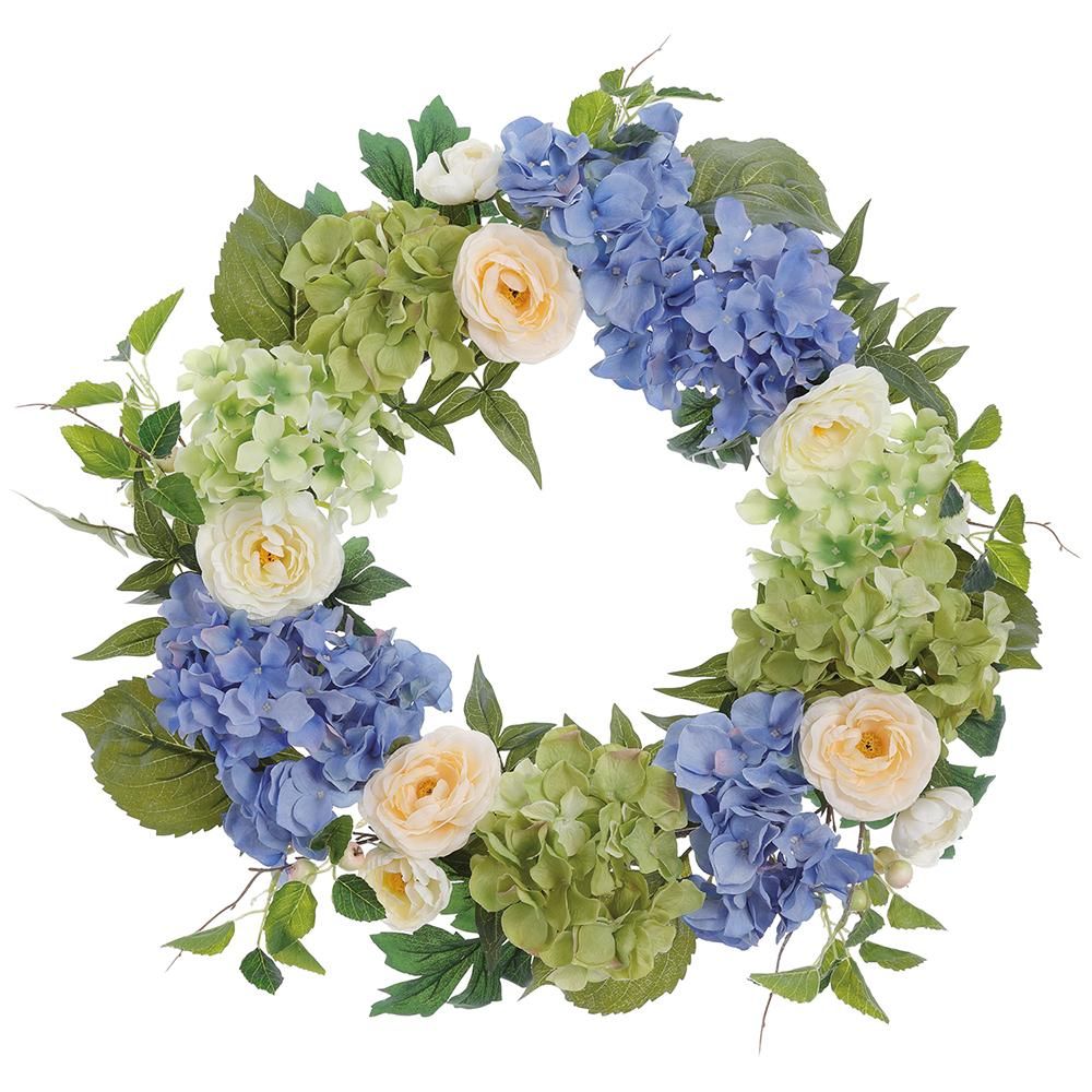 24&quot; Hydrangea Wreath GR/BL
