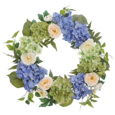 24&quot; Hydrangea Wreath GR/BL