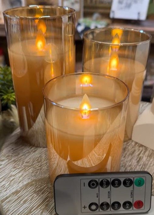 LED Glass Pillar Candles w/ Remote