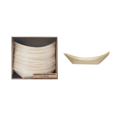 7&quot; Wood Snack Boats - Set of 50
