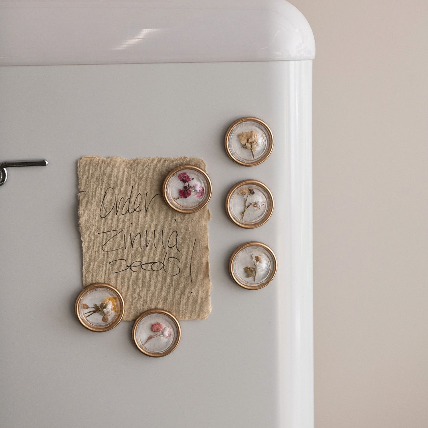 Metal Convex Dried Floral Magnets SET6