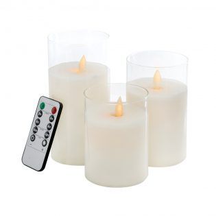 Led Wax Candles W/Remote White - Set of 3