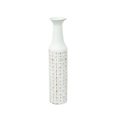 White and Gold Metal Skinny Vase 24&quot;