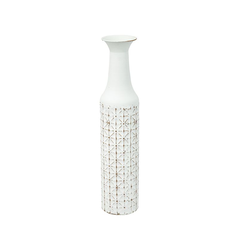 White and Gold Metal Skinny Vase 24&quot;