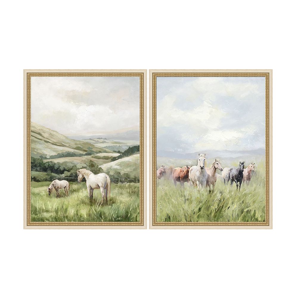 Framed Wild Horses Canvas Print 23.5x31.5