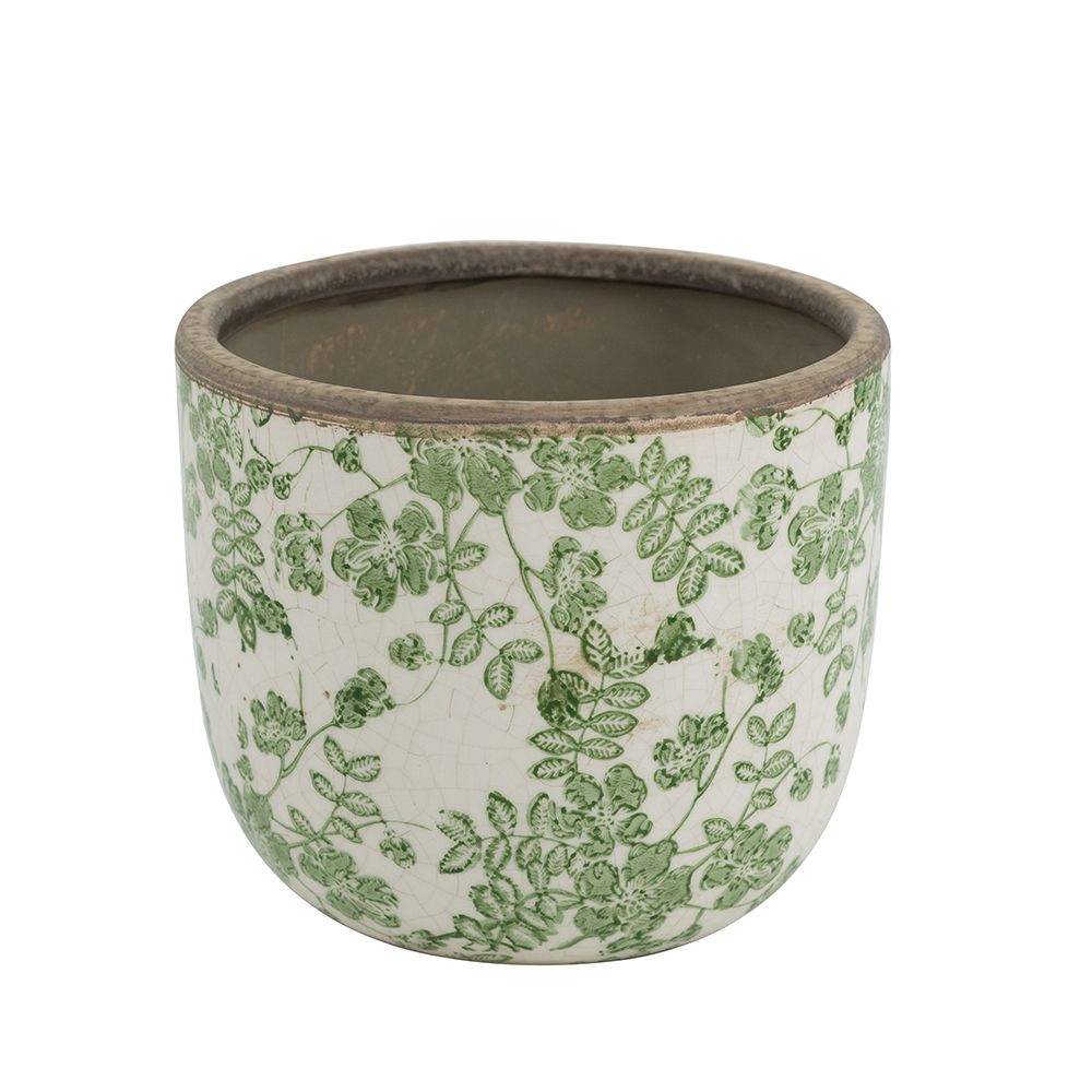 Green Floral Planter 6&quot;
