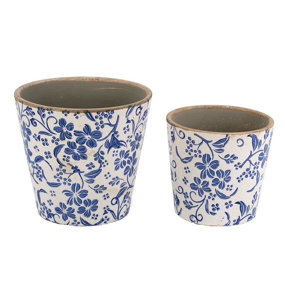 Blue Floral Planter 7&quot;