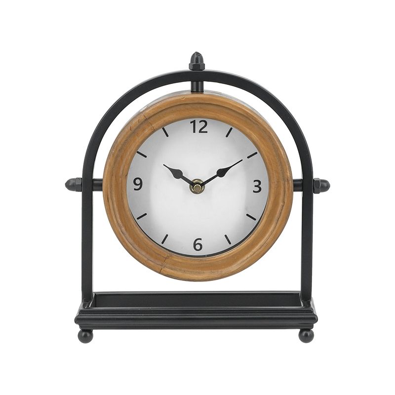 10&quot; Metal &amp; Wood Table Clock