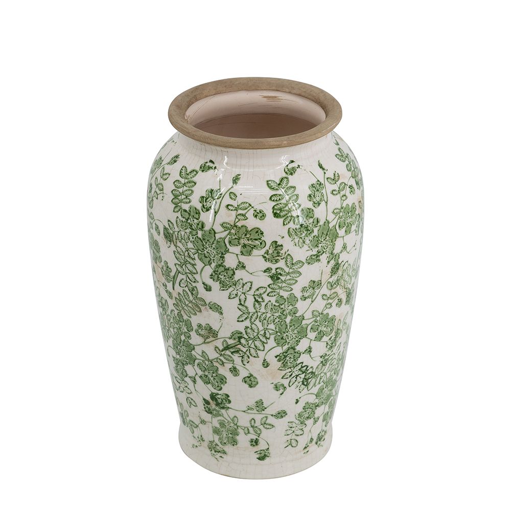 Green Floral Vase 11.5&quot;