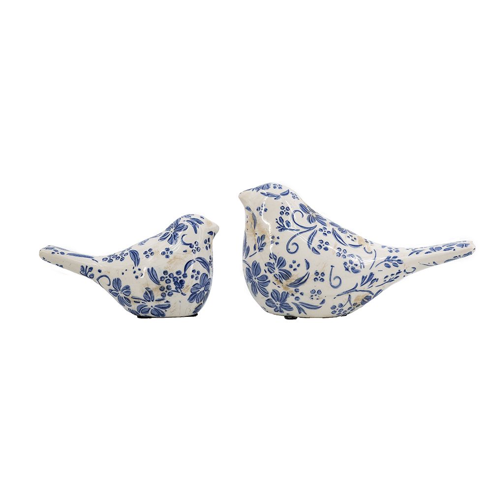 Blue Floral Bird 8&quot;